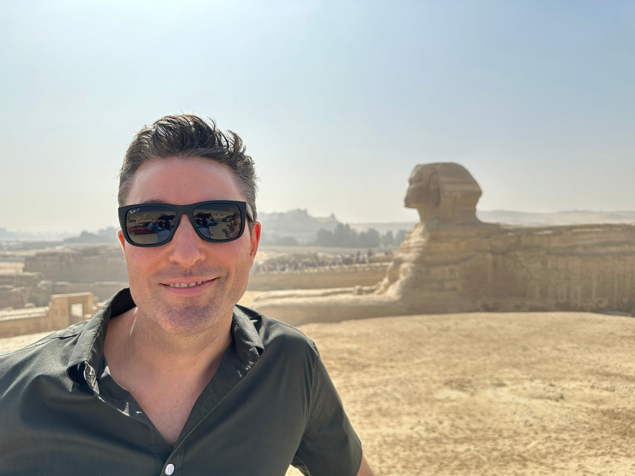 Bruce Runions, PONOS founder, at the Great Sphinx—a portrait of endurance and consistency at 50