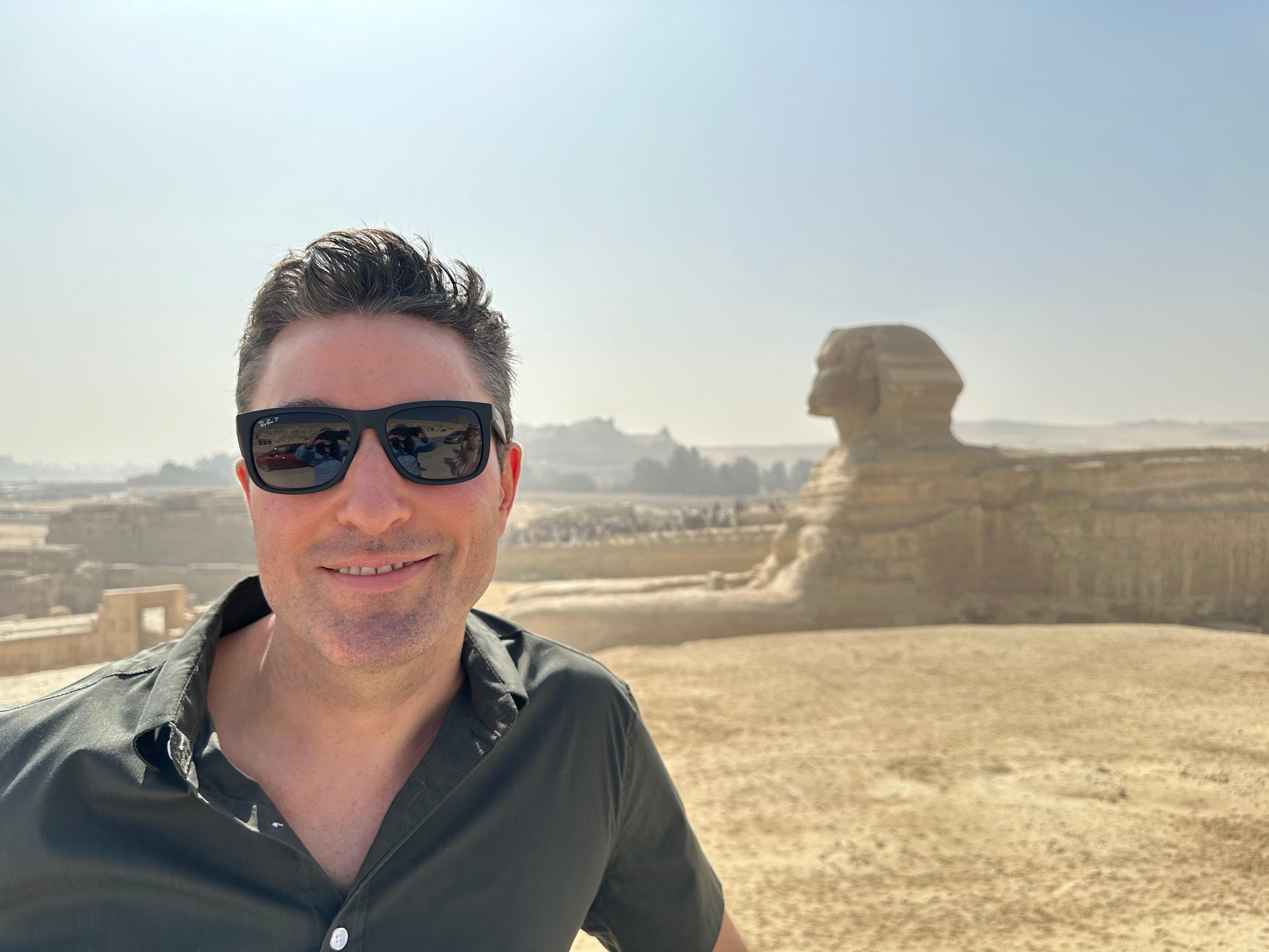 Bruce Runions, PONOS founder, at the Great Sphinx—a portrait of endurance and consistency at 50