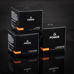 PONOS three-piece skincare collection stacked - quiet luxury for men